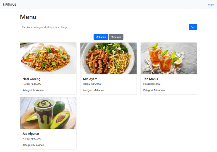 Sistem Informasi Reservasi & Pemesanan Makanan